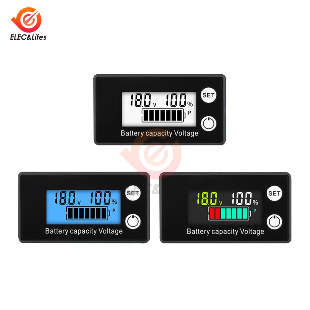 DC 8V-111V Battery Capacity Indicator LCD Digital Electricity Meter Lead-acid Lithium LiFe PO1 Voltage Tester for Car Motorcycle
