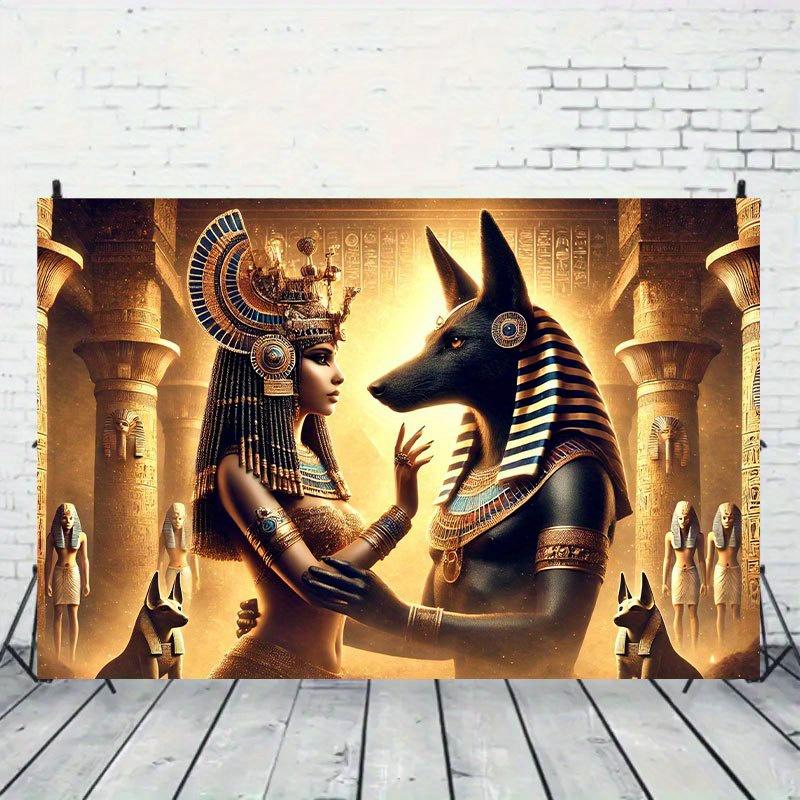 2D flat design 1 piece with an Egyptian Cleopatra background suitable for photography themed parties and Egyptian decoration 100x150cm
