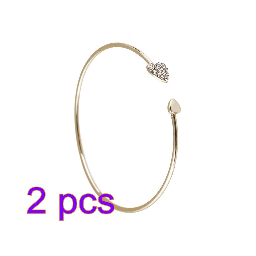 Women Crystal Bracelet Open Gold-Plated Love Bangles Bracelet For Holiday Party