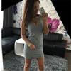 Elegant Women's Dress Sexy Solid Color Bandage Chest U-neck Slim Strapless Design