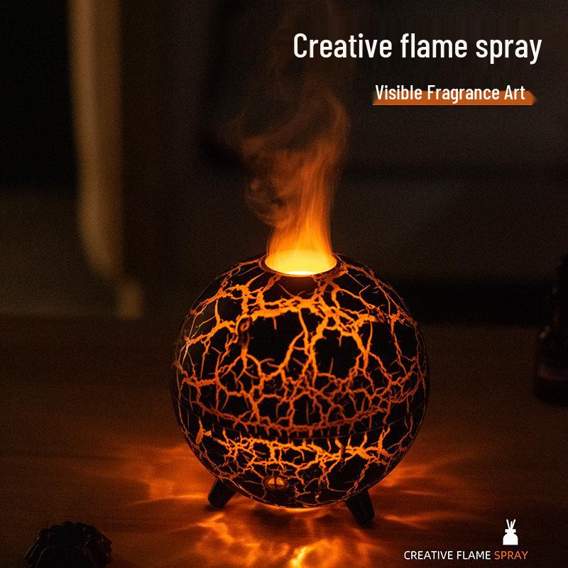 Colorful Flame Aroma Diffuser: Planet Design, Humidifier & Essential Oil Desktop Plug-In