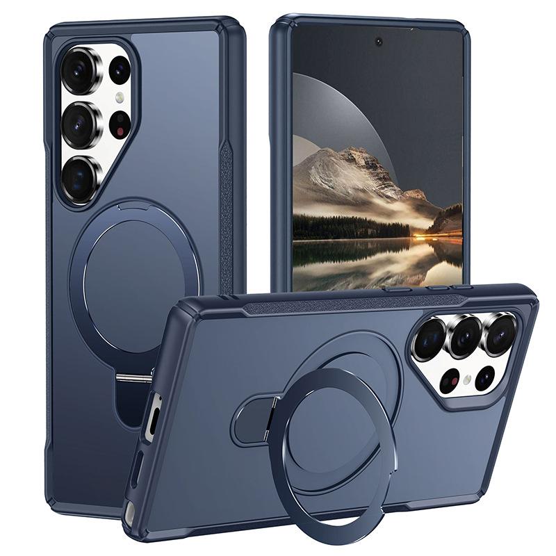 Suitable for Samsung S25ULTRA Mobile Phone Case A54 Four Corner Anti Fall PC Metal Magnetic Suction Bracket A55 Protective Case
