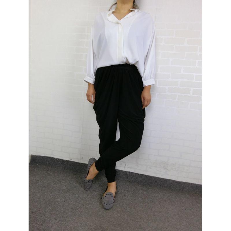 Clearance [Big Spring Plus Size] Foreign Trade Original Order Artistic Style High Waist Slim Looking Ruched Harem Casual Pants