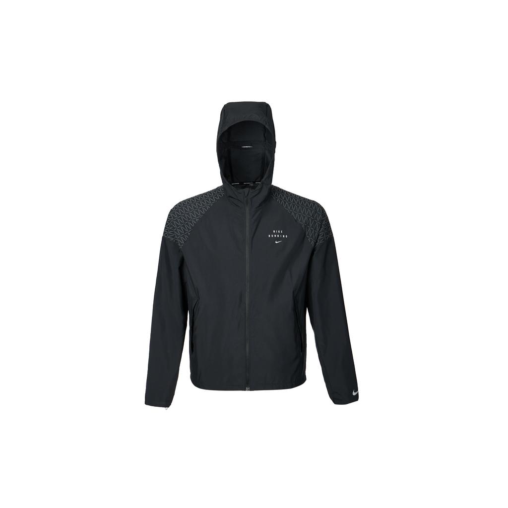 Nike Essential Run Division Flash Logo Reflective Print Running Jacket Men Jackets Black CU7871-010