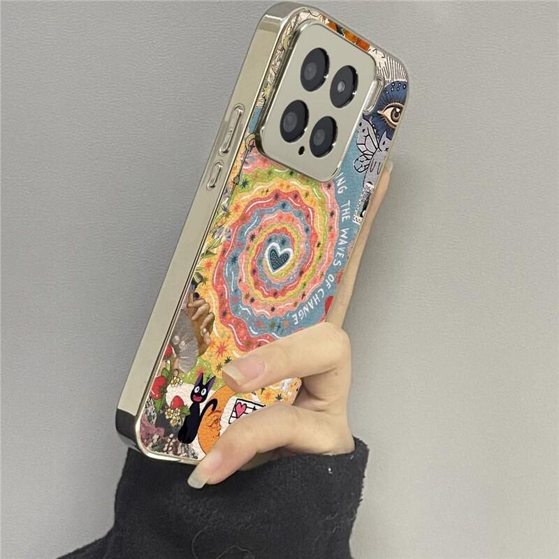 Soft Silicone Full Coverage Shockproof Phone Case IPhone 15 With Heart Swirl Design Compatible 14 Pro Xiaomi 15