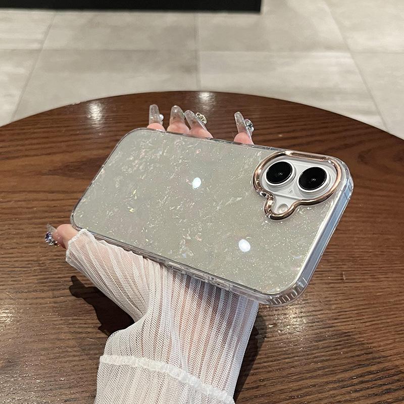 Luxury Glitter Shell Pattern Laser Phone Case For iPhone 12 13 14 15 16 Pro Max Plus Plating Soft IMD Shockproof Cover
