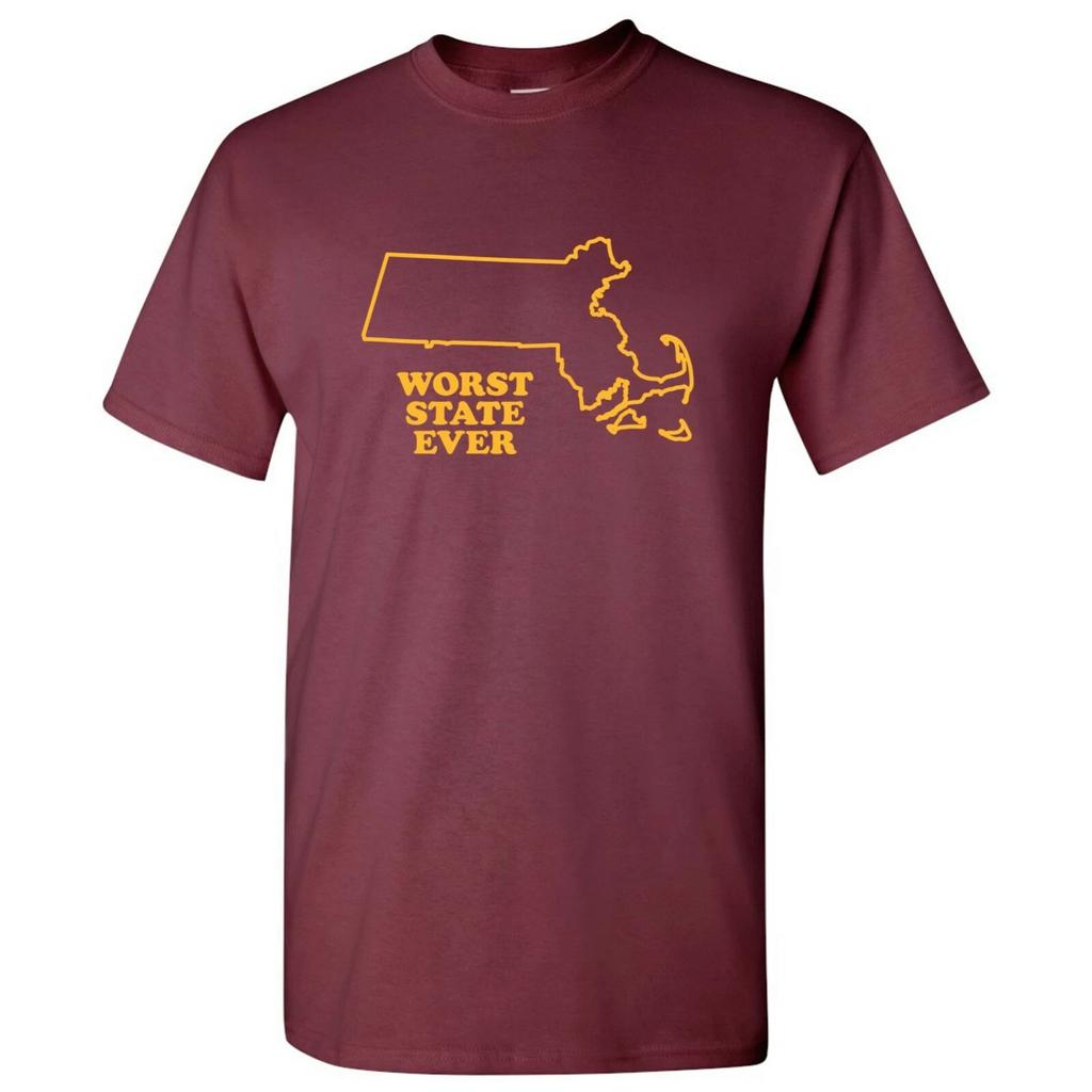 Massachusetts Worst State - Hometown Sports Team Fan T-Shirt - Maroon