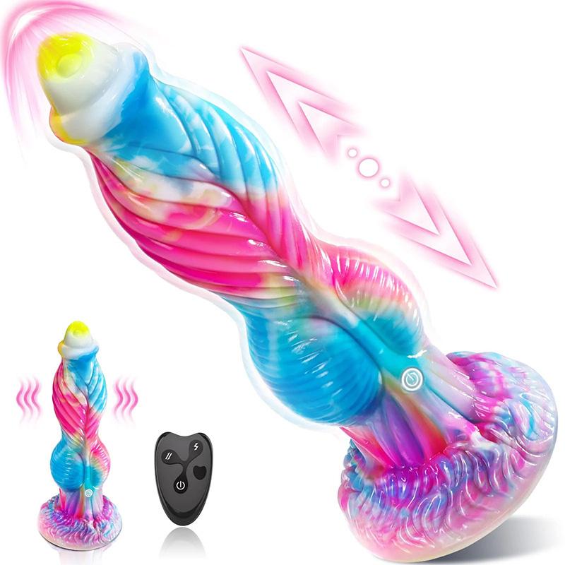 Stoßender Drache Dildo Vibrator Sexspielzeug 10" 4 IN 1 Monster Fernbedienung Dickes Dildo Saugnapf Dildo Analspielzeug Erwachsenenprodukt Wasserdichter Masturbator