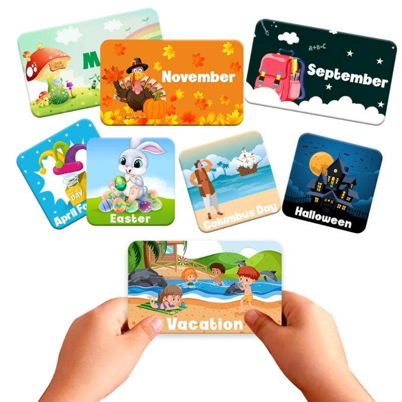 Kieszonkowa Tablica Kalendarza i Pogody ze 114 Kartami Miesięczny Kalendarz Kieszonkowy do Klasy dla Dzieci do Domowej Edukacji