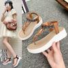 2025Plus Size Bohemian Style Flat Sandals for Women Summer Casual Comfortable Beach Shoes Femme Soft Boottom Footwear