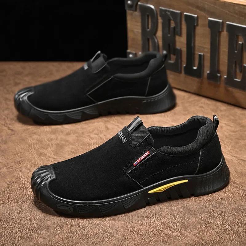 Fashion Men's Sneakers Autumn Labor Protection Shoes Man Soft Sole Wear-resistant Work Shoes Men Black Versatile Casual Sneaker Tenis