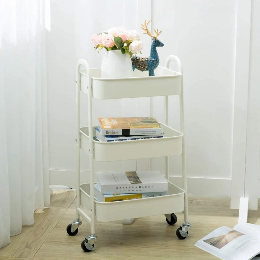 Carrello portascomparti con ruote carrello da cucina con ruote 3 ripiani carrello mobile organizer per camera da letto bagno ufficio,carrello multiuso