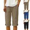 Women's Fashion  Color Pocket Five-Foot Loose Elastic Waist Cotton Linen Shorts
