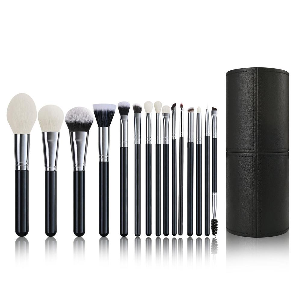 Cangzhou 15-Piece Animal Hair Makeup Brush Set: Eye Shadow & Foundation Brushes