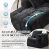 Comfortable Chaise Longue Sofa, No Assembly Required, Soft Sofa with Cushion, Side Pockets for Remote Control, Mobile Phone, Neat and Stylish, Black