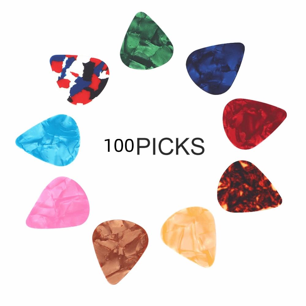 100PCS 0.46mm Thin Gauge Guitar Picks Mixed Colors Bass Guitar Picks Celluloid Plectrums For Guitar