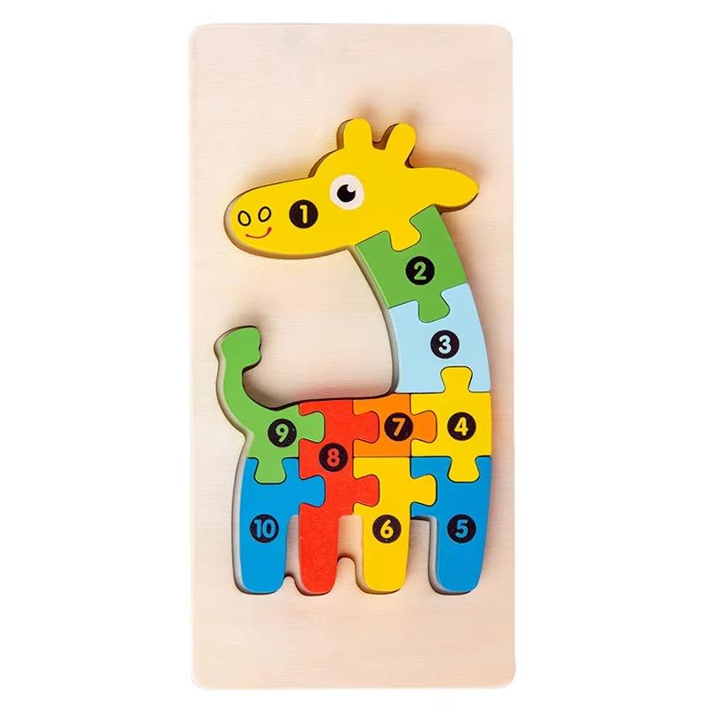 Wooden Puzzle for Toddlers Animals Vehicles Jigsaw Colorful Wood Alphabet Number Preschool Learning Montessori Educational Toys