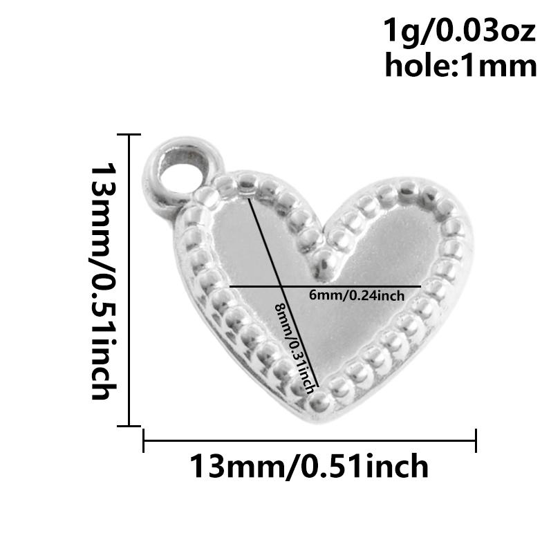 6pcs High Quality Assorted Stainless Steel Heart Charms For Jewelry Making Bracelets Keychain Pendant DIY Women Men Pendant Bulk