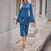 New Round Neck Long Sleeve Evening Dress