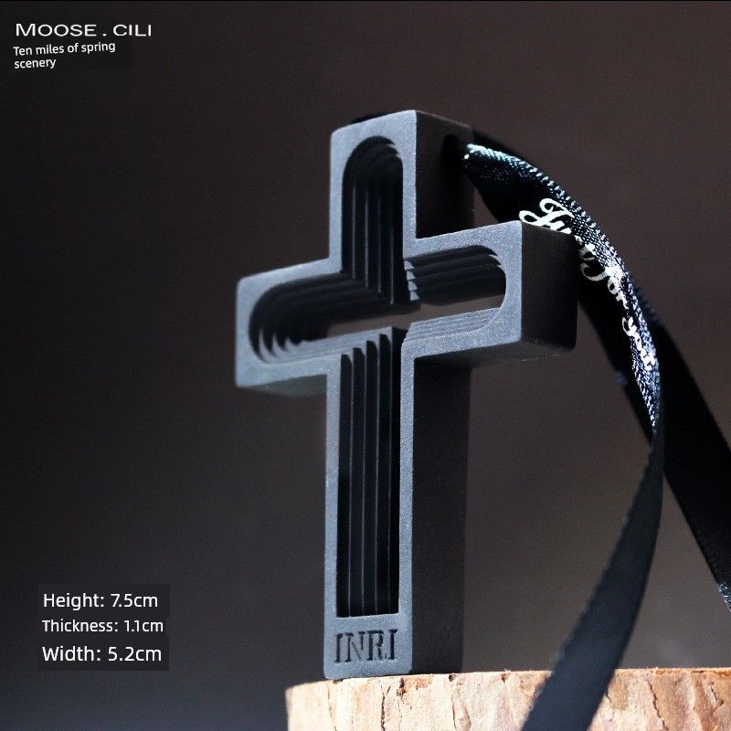 

Original Diffuser Stone Cross-Shaped Handmade Car Fragrance Pendant Men s Perfume New Car Interior Rearview Mirror Hanging Ornament Black Hollow Cross (10ml Essential Oil Included)