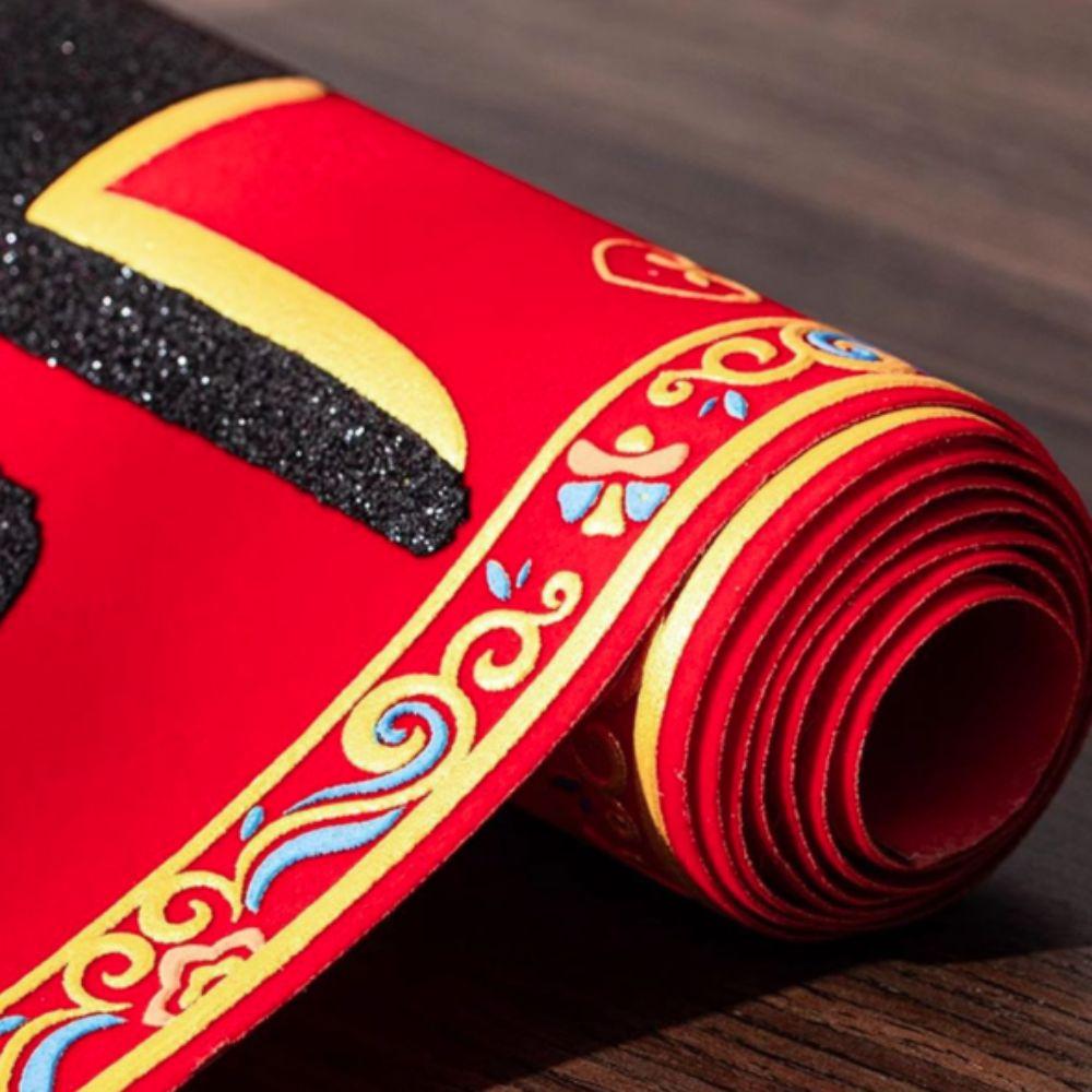 4Pcs/set Flocked Chinese New Year Door Sticker Glitter Fu Sticker Spring Festival Couplet Corridor