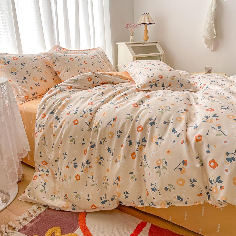 INS Double-sided Availability Pink Blue Cute Cat And Rabbit Bedding Set Duvet Cover Sheets With Pillowcases Full Size Bedroom
