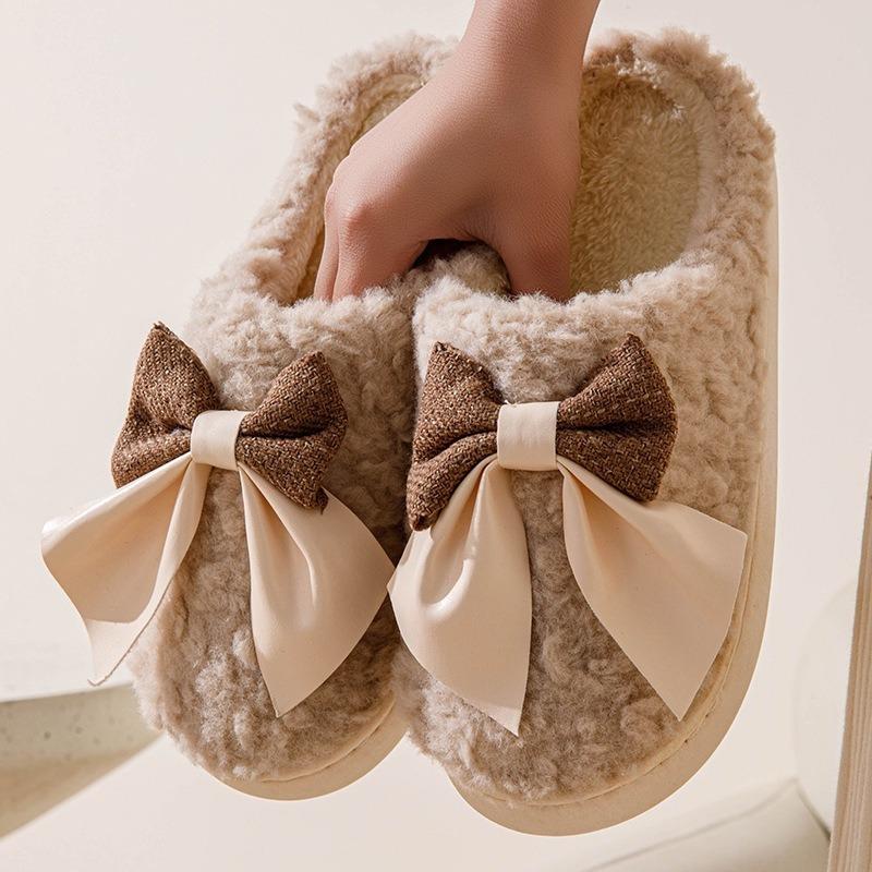 Autumn and winter thickened non-slip warm cotton slippers men's home indoor plush couple household bag head plush drag women's models