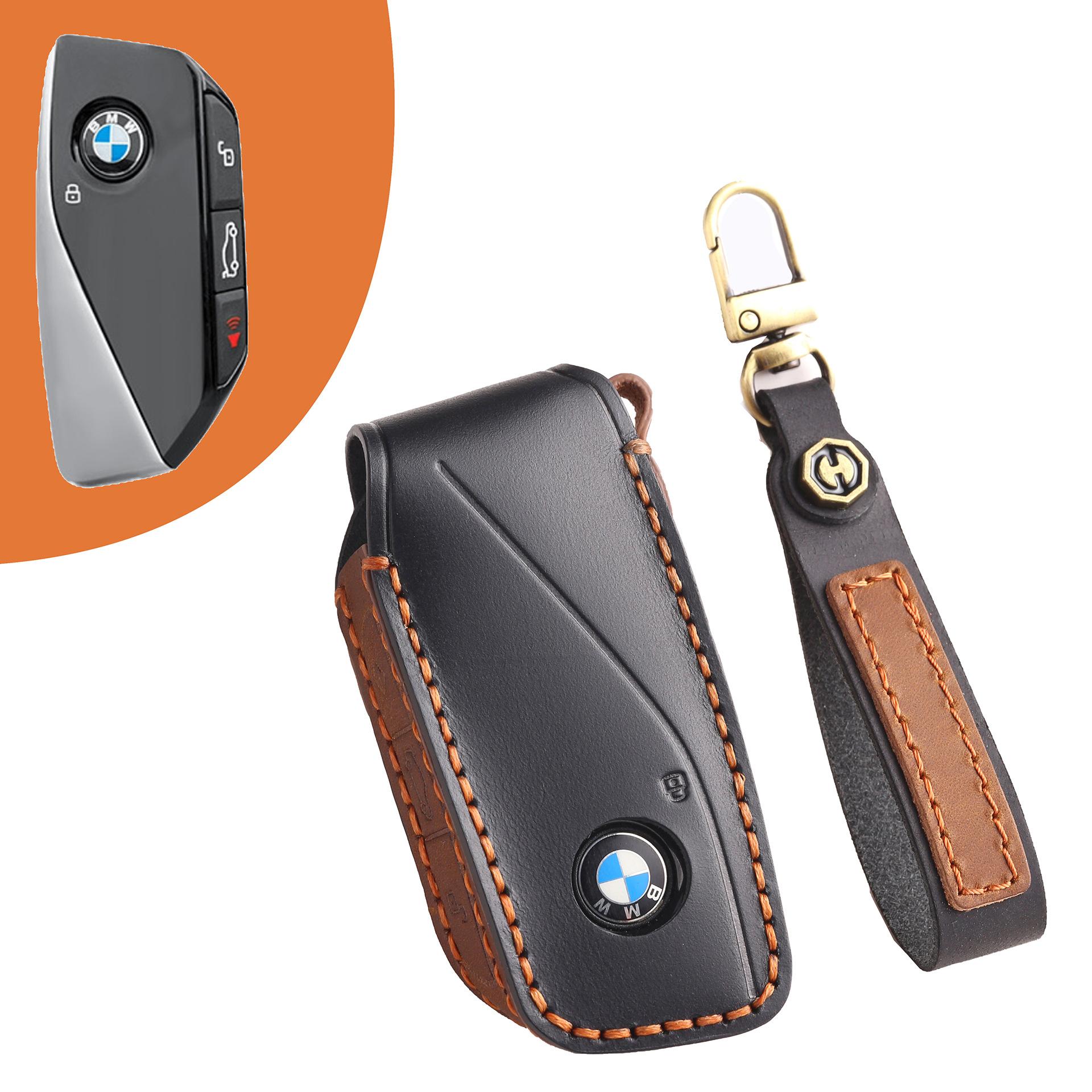 

Leather key cover is suitable for BMW cowhide new shell high-end car key protective cover special key bag men чёрный