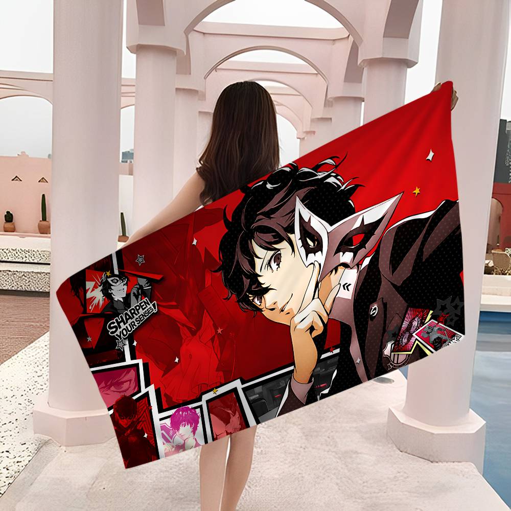 Hot Video Game P-Persona 5 Anime Beach Swimming Towel Soft Absorbent Washcloth Children's Gifts for Kids Travel Camping Gym