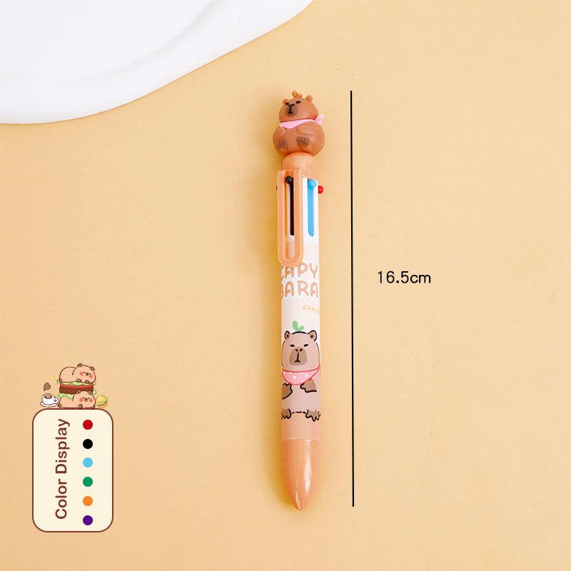 Cartoon Capybara Multicolor Ball Pen Ballpoint Pen Multicolored Pens Colorful Refill Multifunction 6/4 Colors In One Student