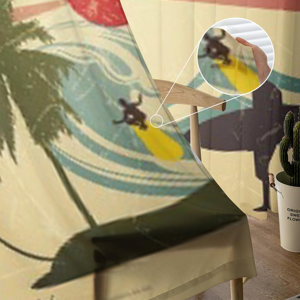 New Vintage Card Hawii Beach Sheer Curtain For Living Room Bedroom Voile Curtains For Window Organza Curtains Party Tulle Drapes