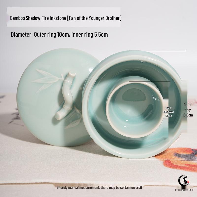Taizi Ceramic Inkstone with Lid: Multifunctional Anti-Evaporation, Double Circle Moisturizing Calligraphy Tool