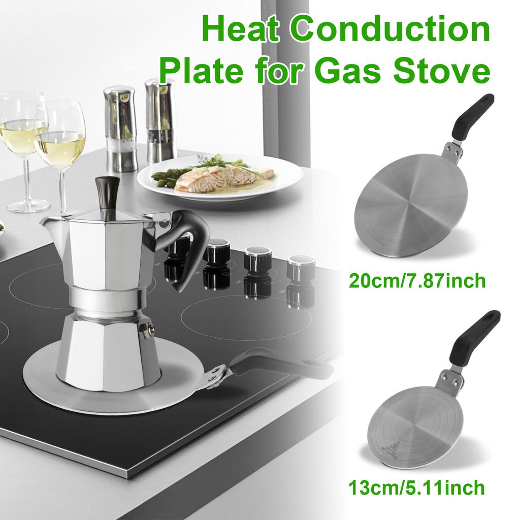 Hitzeverteilerplatte Edelstahl Kochen Induktionsadapter 13/20cm Rund Kochgeschirr Pfanne Hitzeverteilerplatte für Gaskocher