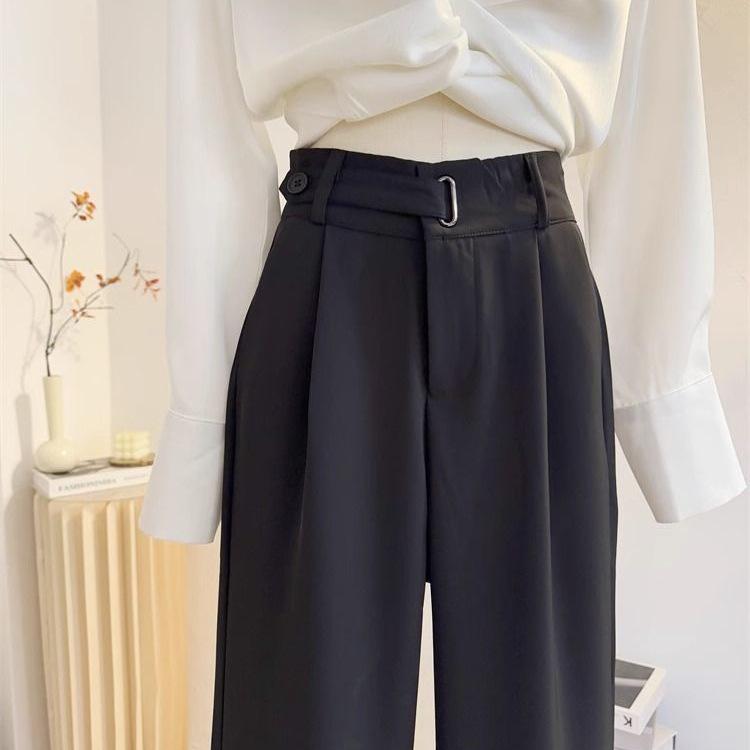 Women's High Waist Grey Suit Pants - Spring/Summer 2026: Straight, Loose, Slimming, and Casual.