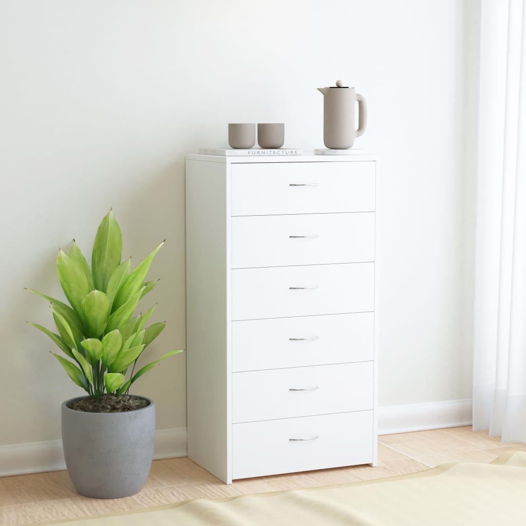 6-Schubladen-Sideboard in Weiß 50 x 34 x 96 cm Holzwerkstoff