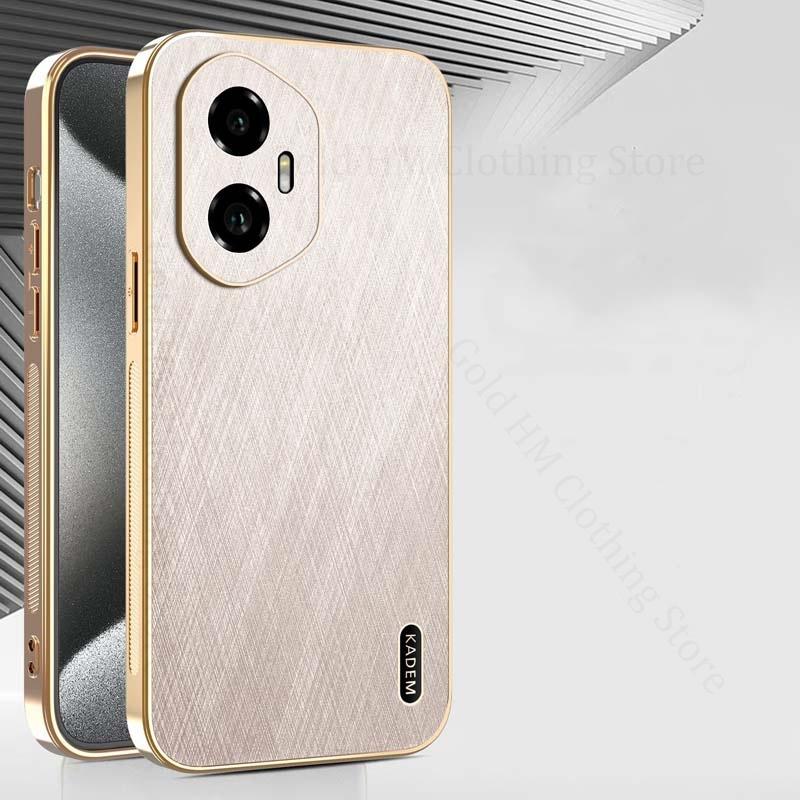 Gold Silk Leather Texture Plating Phone Case For Honor 300 Ultra 200 Pro X60 Pro 6D Electroplated Tough Cover Magic 7 Pro 6 Pro