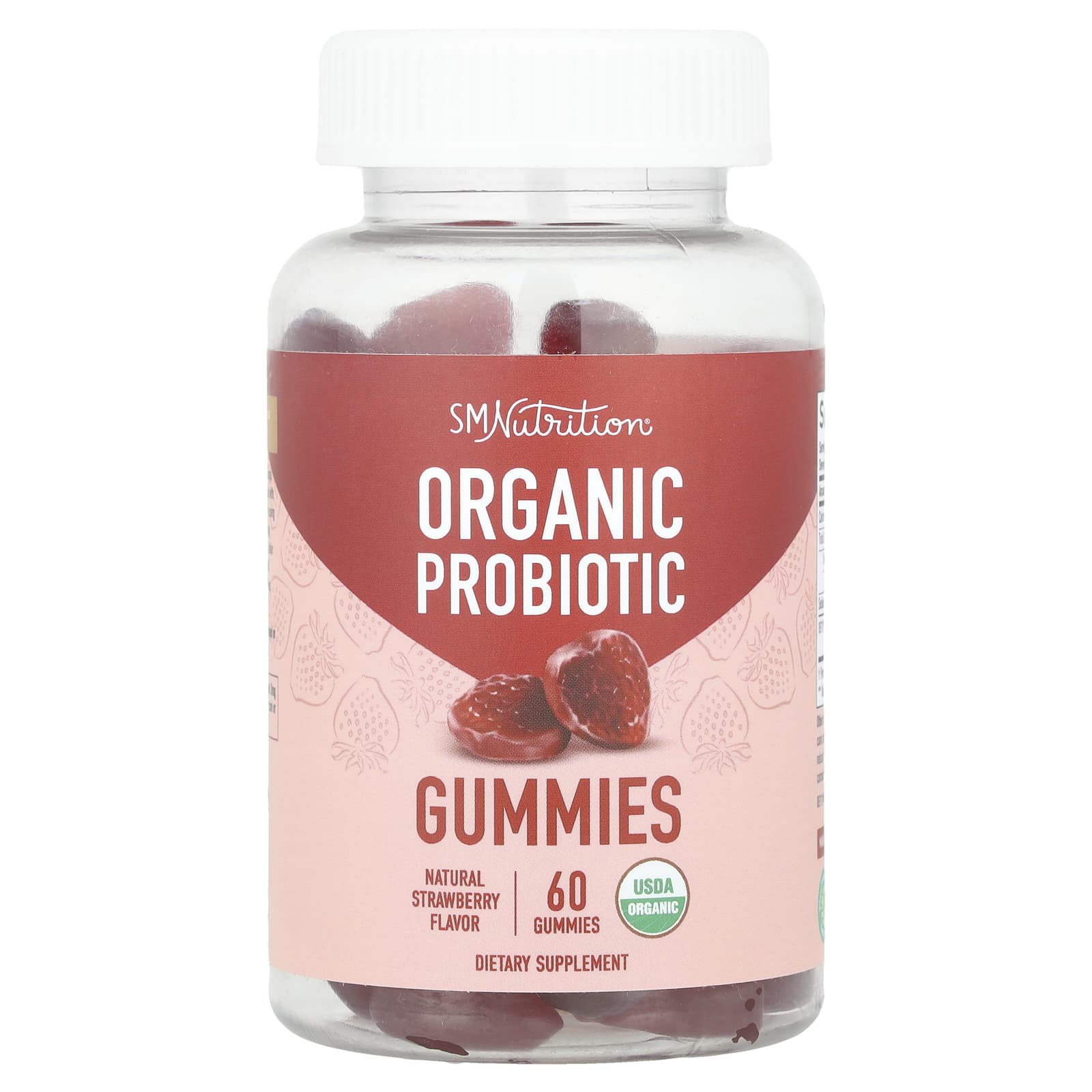

SMNutrition Organic Probiotic Gummies, Natural Strawberry, 60 Gummies