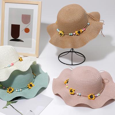 Straw Hat Women's Summer Sun Protection Sun Hat, Sunflower Women's Big-brimmed Beach Hat, Children's Little Girl Cool Hat Folding
