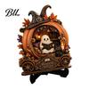 Decorative Wood Display Stand Halloween Reading Ghost Figurine, Retro Wooden Statue, Vintage Desktop Niche Gothic Room Accessories Ornament