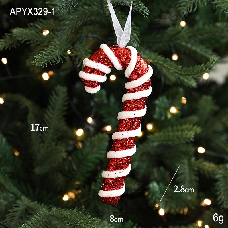 Ornement d'arbre canne à sucre rouge de Noël