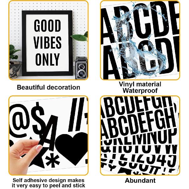 Bemeol 600 Pieces 36 Sheets Letter Stickers 2.5 Inch Alphabet Stickers Self Adhesive Sticker Letters for Bulletin Board Classroom Home Decor(Black)