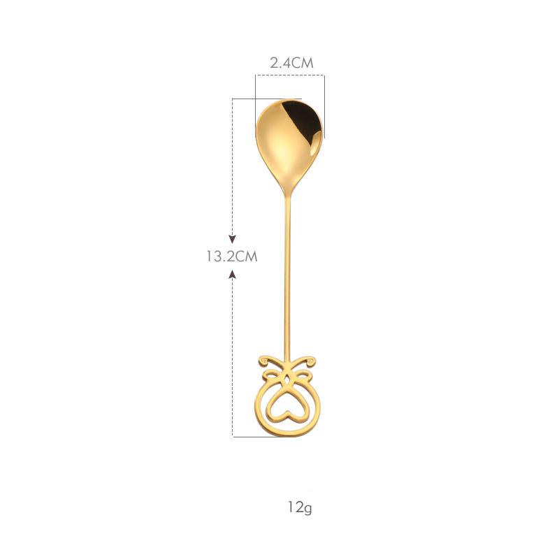 1pc 304 Stainless Steel Spoon Fork Creative Octopus Heart Shaped Small Spoon Fork for Household Fruit Fork Dessert Coffee Spoon