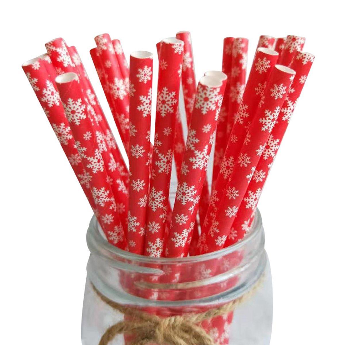 

Xmas Bubble Tea Disposable Tableware Paper Biodegradable Drinking Straws Party Supplies Bar Tools Christmas Decoration