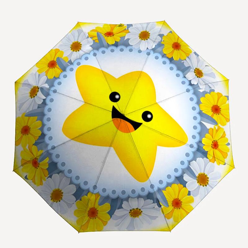 

1pc Star Flowers Badge Automatic Open/Close Umbrella with Windproof, 8-Rib Sturdy Canopy, Durable Ribs, Ideal for Gifts yy251117061