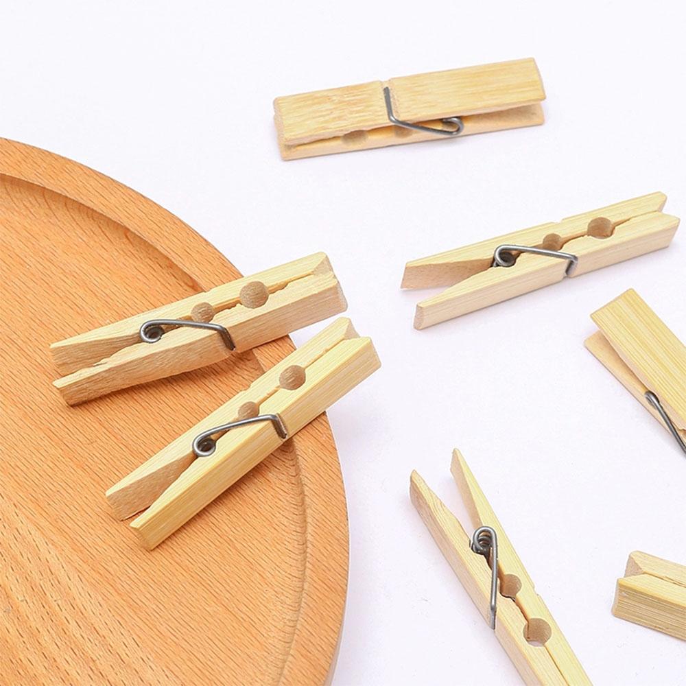 20pcs/pack Mini Bamboo Wooden Clothes Photo Paper Peg Clothespin Laundry Hangers Craft Clips