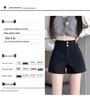 Women's High-Waist Black Suit Shorts - Summer 2024 A-Line Slimming Style
