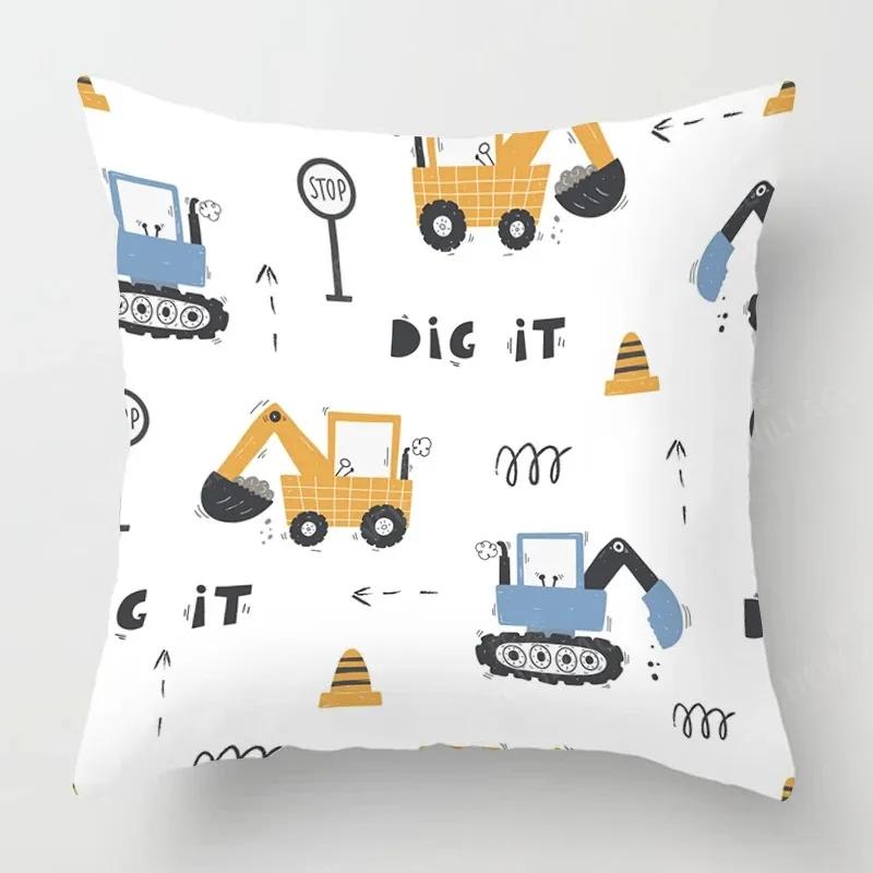 Cute Childlike Suitable for Children Type Square Cushion Cover Polyester Sofa Bedroom Living Room Pillowcase Decoration