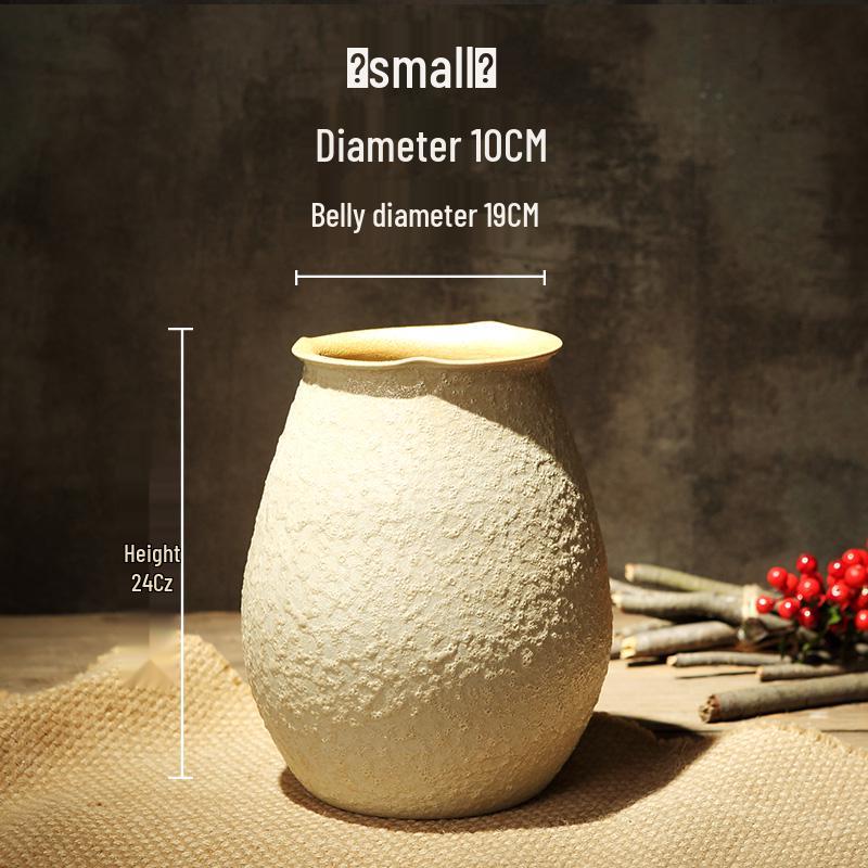 Coarse Pottery Ceramic Vase for Dried Flowers - Small Fresh Home Decor for Living Room, Dining Table, or Hydroponic Use