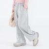 Girls' Sports Pants, Spring and Autumn Children's Clothing, Loose Wide-Leg Pants for Kids, Casual Solid Color Mid-Waist Pants for Older Children