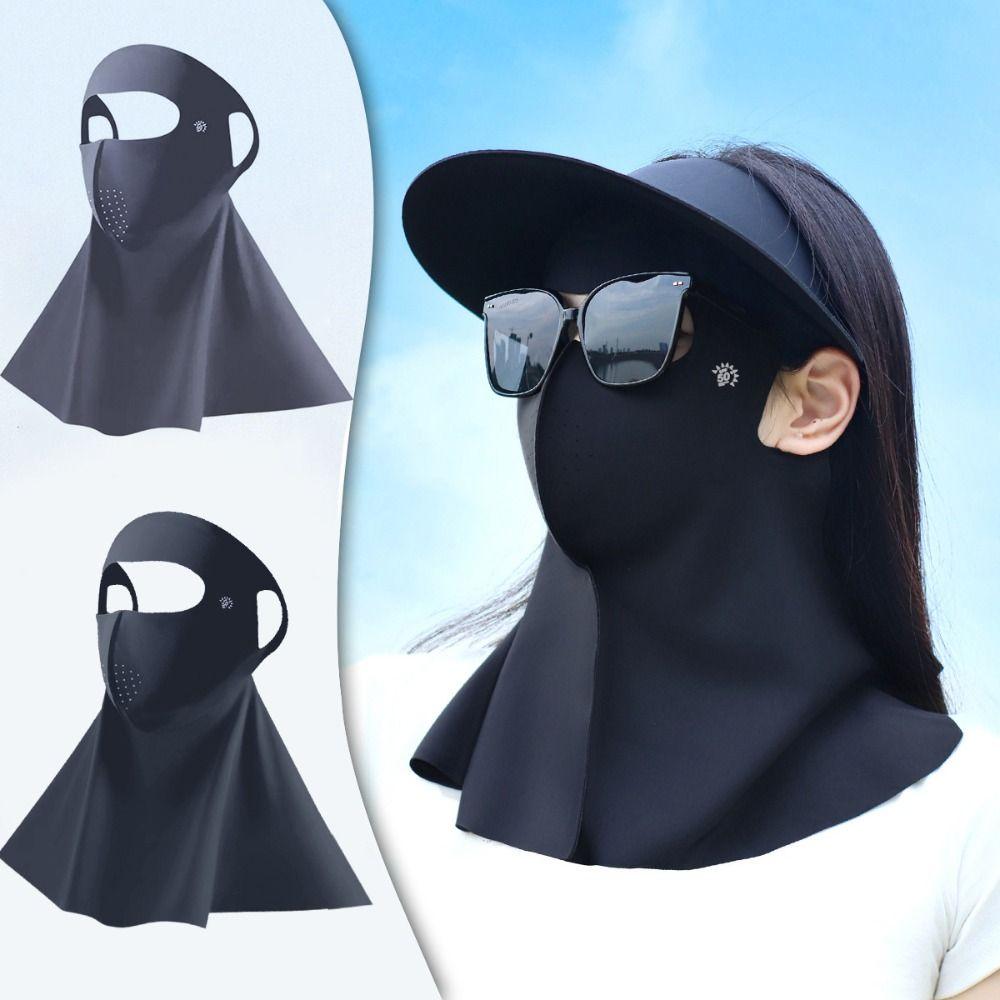 Ice Silk Sun Protection Mask Full Face Sunshade Face Mask New Anti-UV Neck Scarf  Summer
